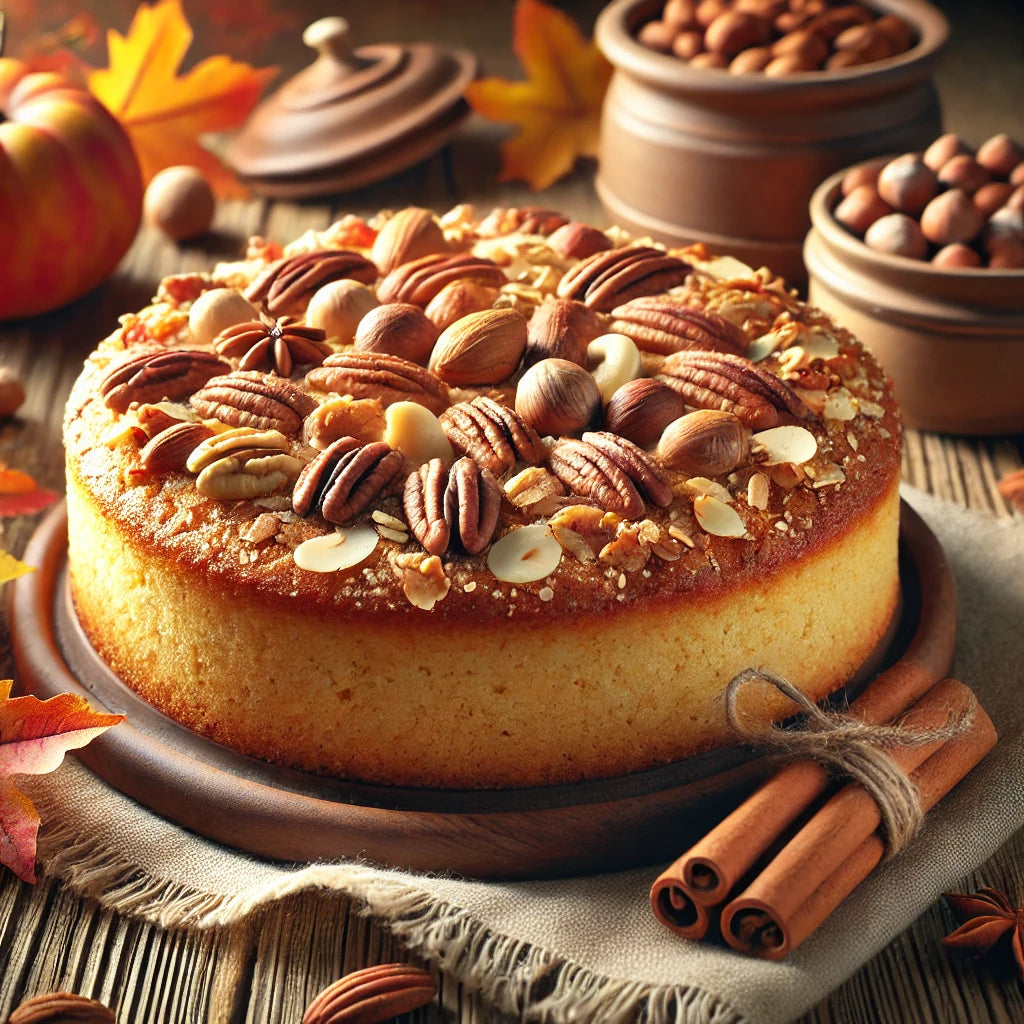Amandelmeel cake met notenmix - bakproducten
